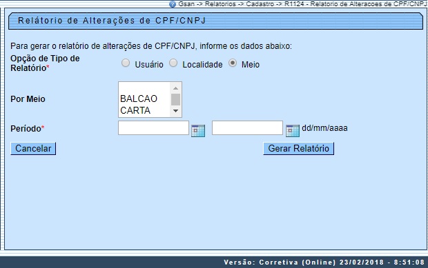 02 AREA METROP.NORTE RELATÓRIO DE CNPJ / CPF  - NRE